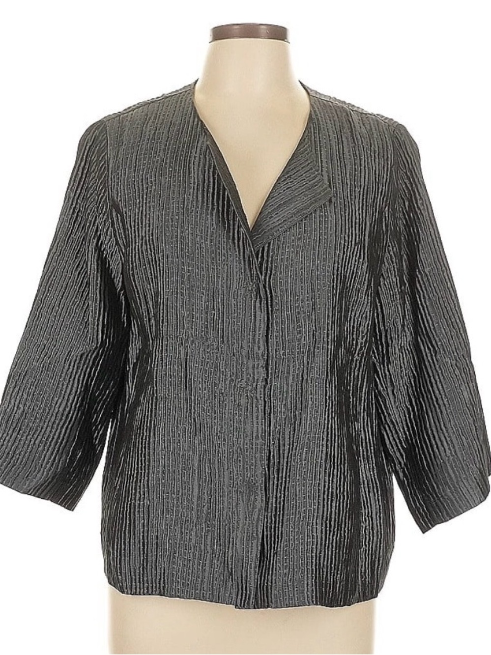 Eileen Fisher Black Textured Open-Front Tunic